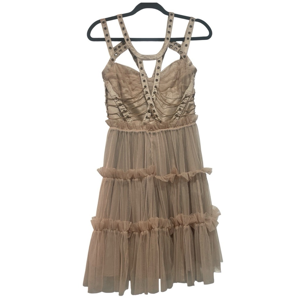 Alternative Punk/Gothic Tiered Tulle Mini Dress Studded Harness Cage Detail Sz 0